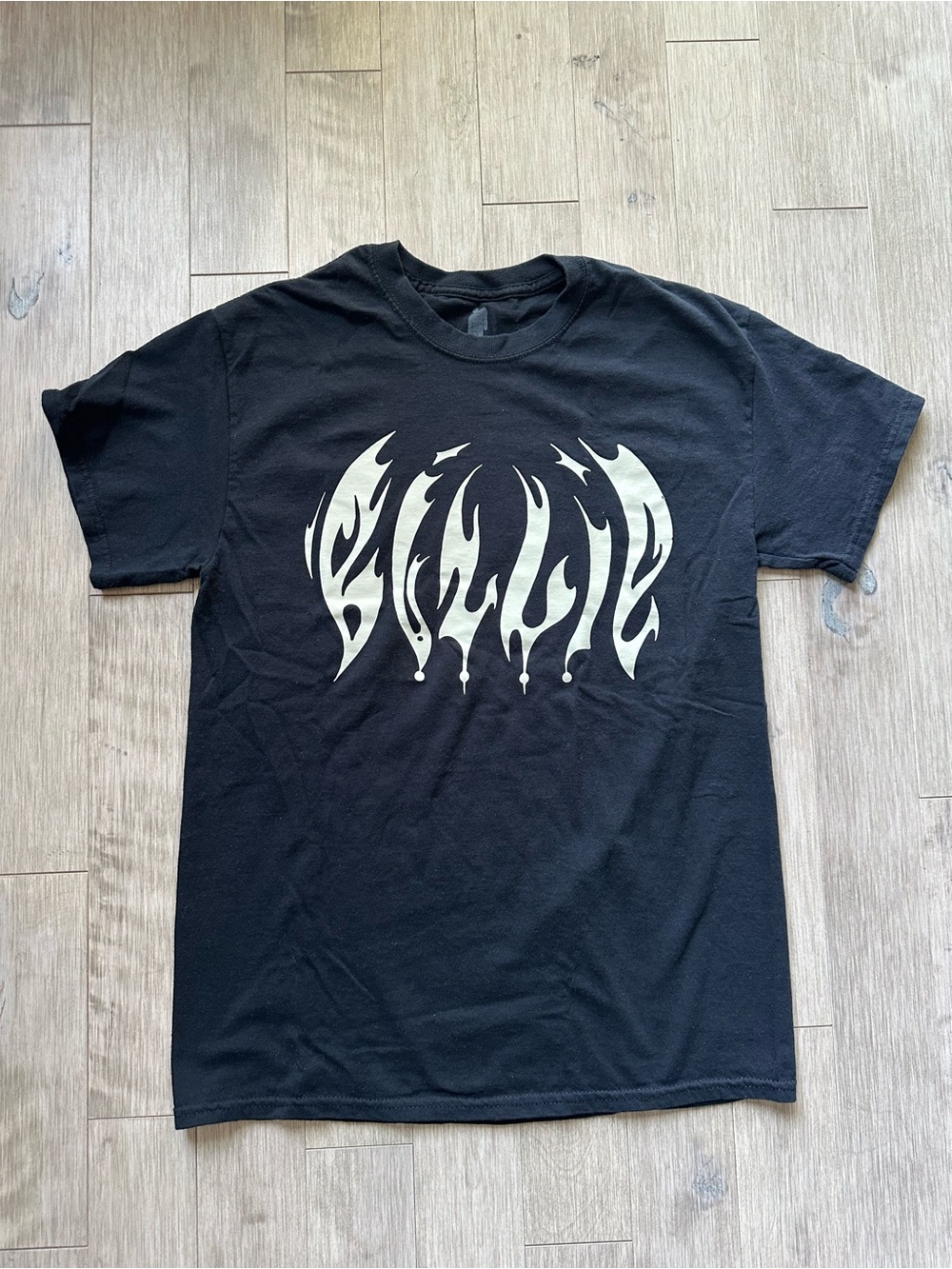 Urban Outfitters Billie Elish Black Tee with Cream Flame Graphic Size Medium